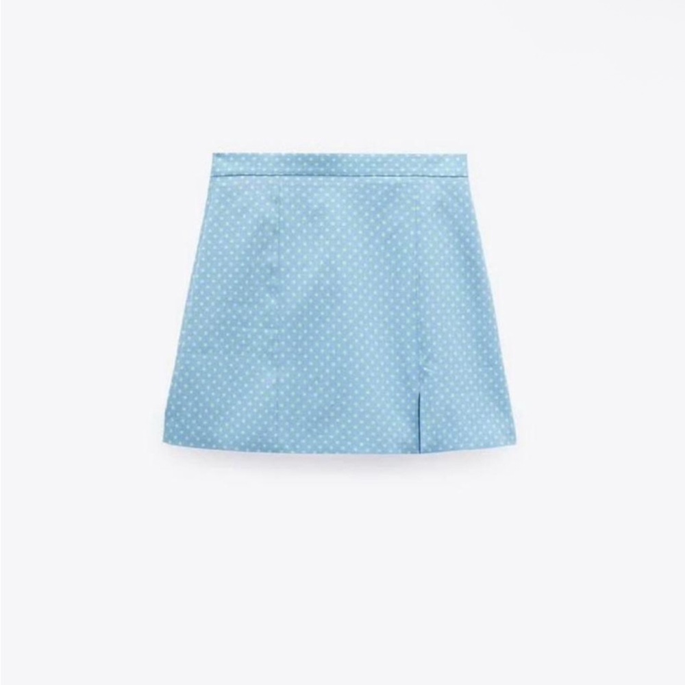 Zara Light Blue Polka Dot Mini Skirt